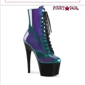 SOLD Blue Hologrpahic Pleaser Boots